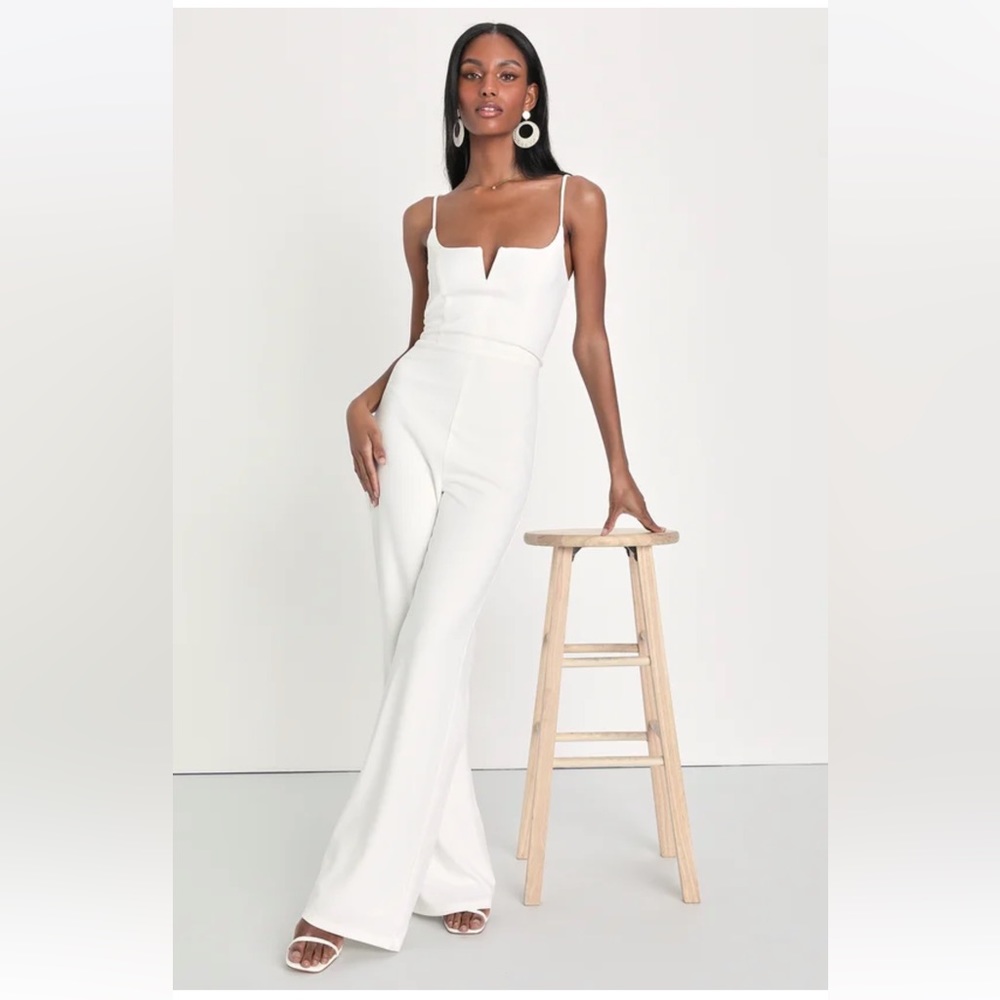 Cheers to Chic Ivory Sleeveless Wide-Leg Jumpsuit